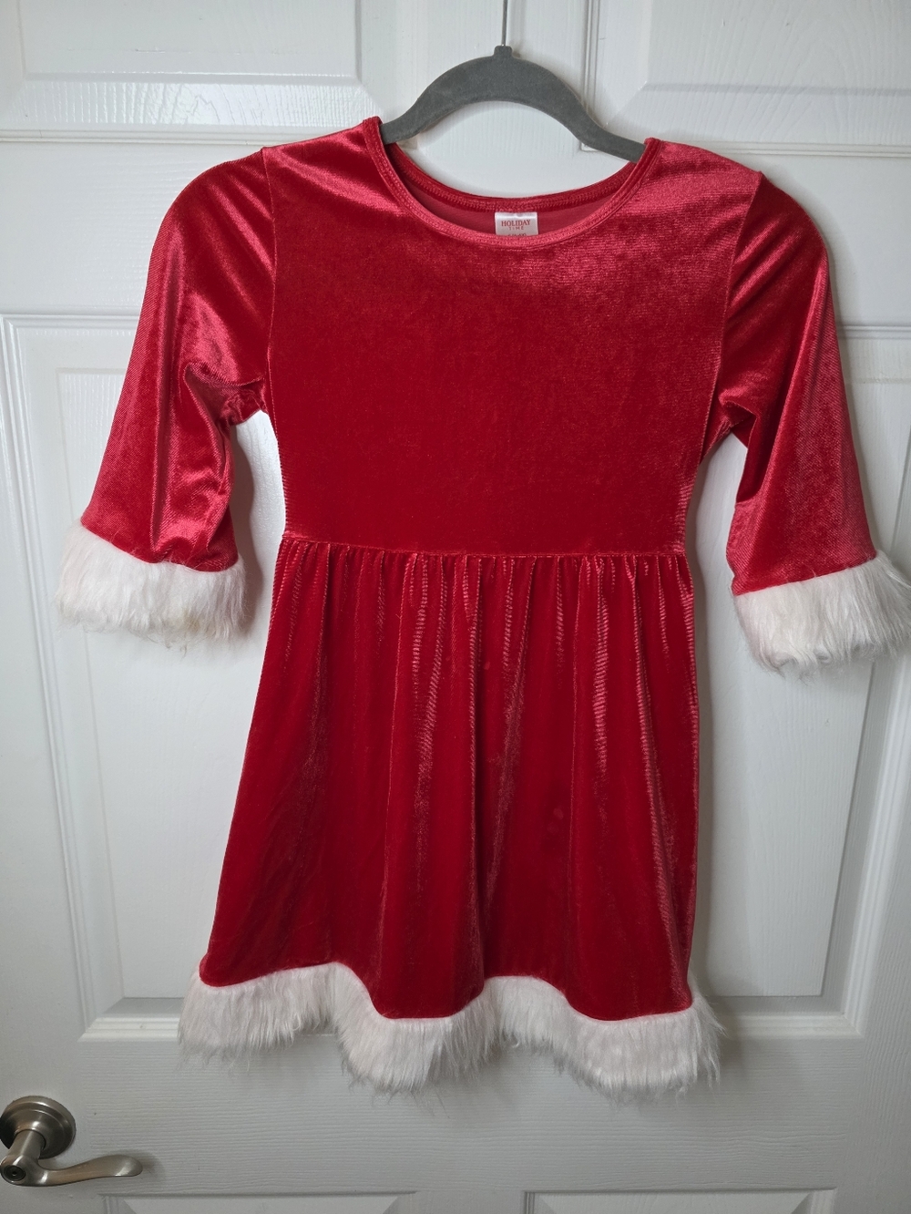 Holiday Time Red Velvet Girls' Dress with Faux Fur Trim